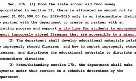 Michigan Legislature Creates Tip Line for Students to Turn in Parents for “Improperly Stored Guns”