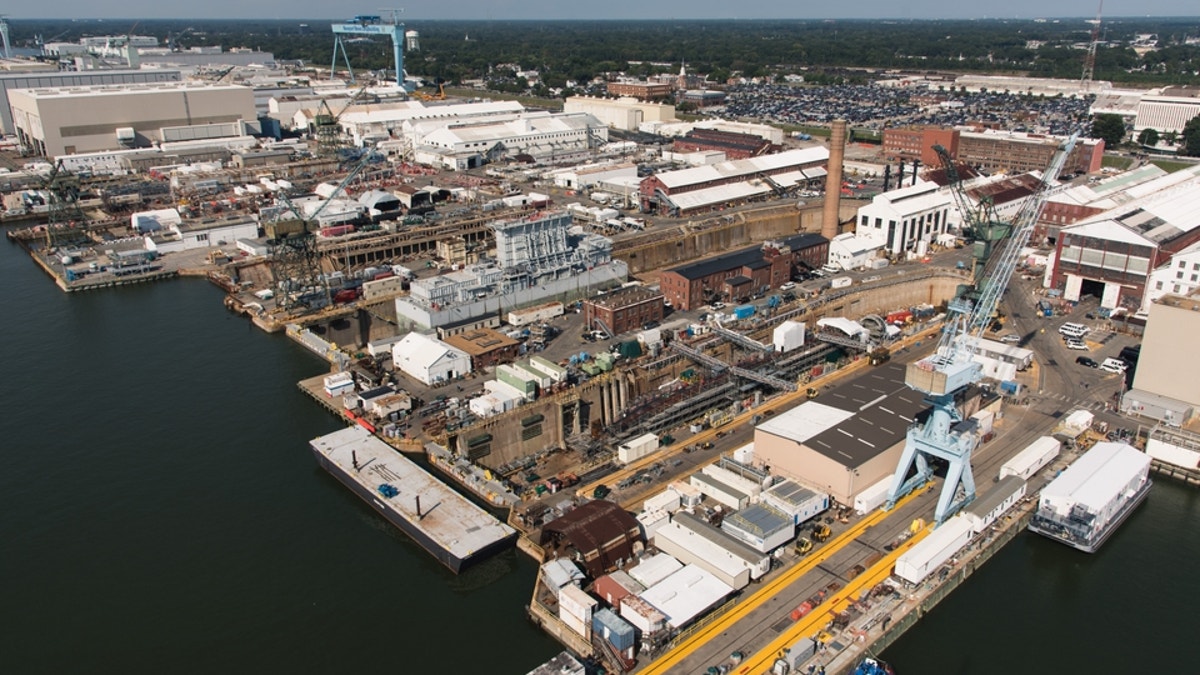 Aerial view of Newport News Shipyard