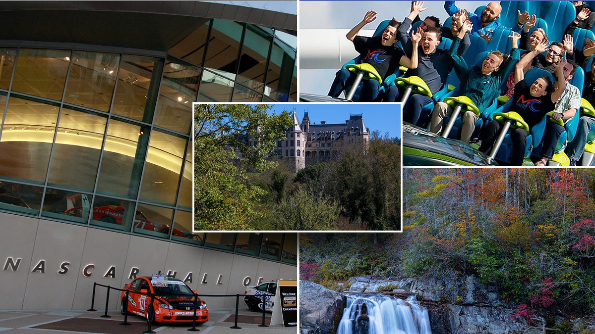 A collage of attractions in North Carolina