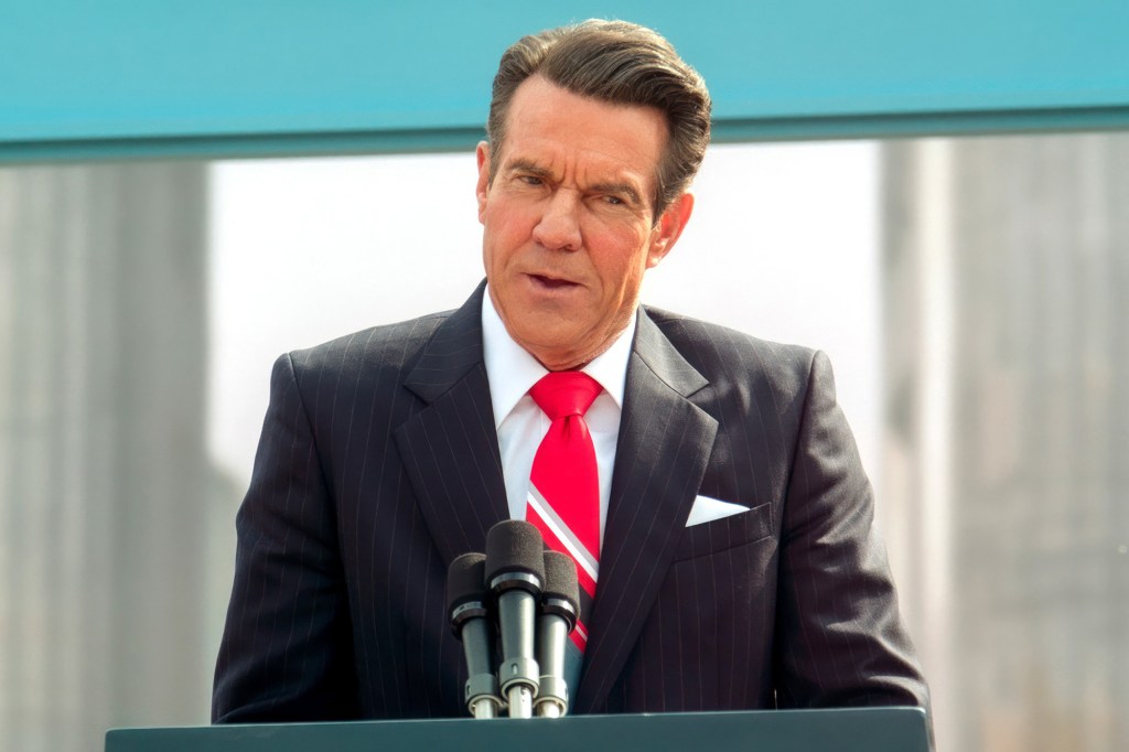 The actor Dennis Quaid portrays Ronald Reagan in the biographical movie 