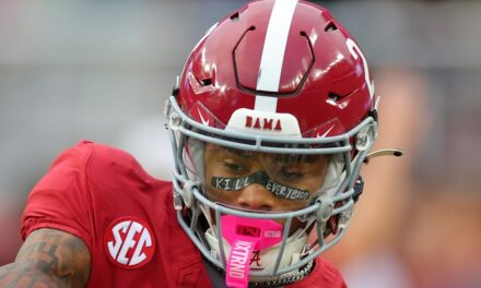 Alabama’s 17-year-old star receiver writes blunt 2-word message on eye black ahead of breakout game