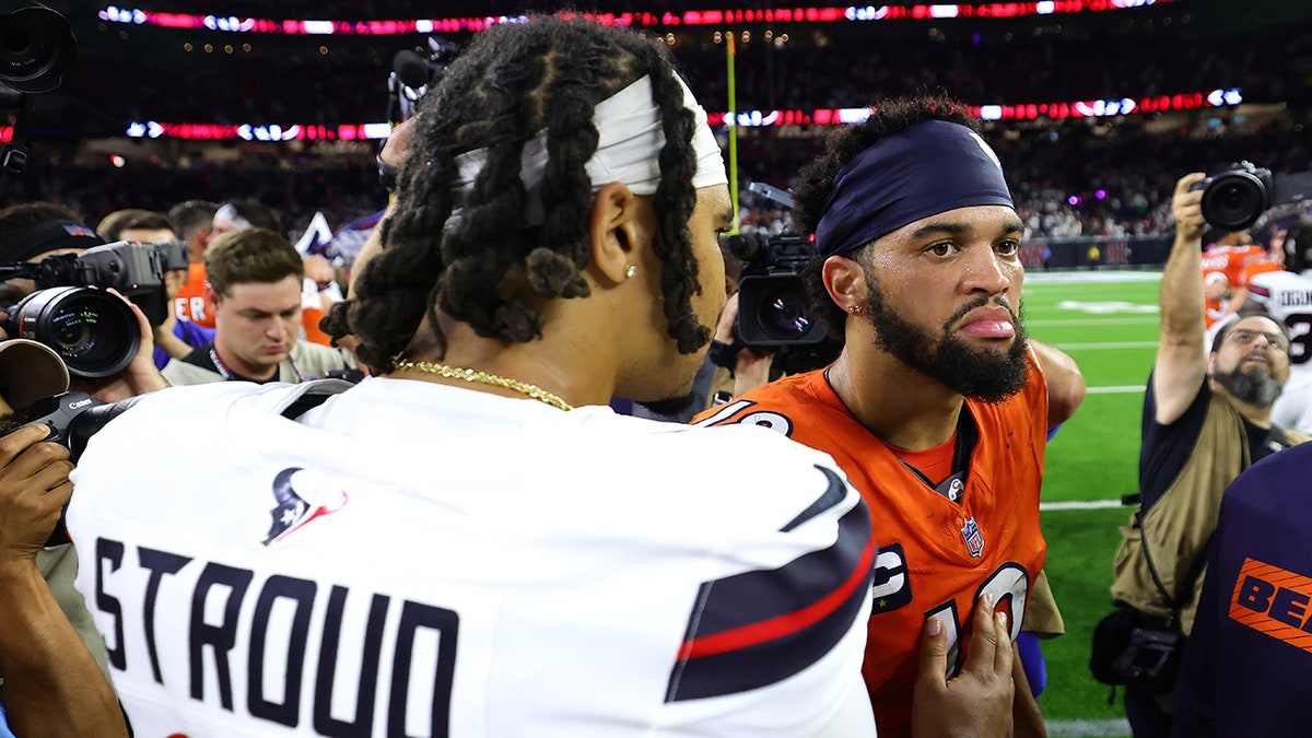 C.J. Stroud and Caleb Williams postgame handshake