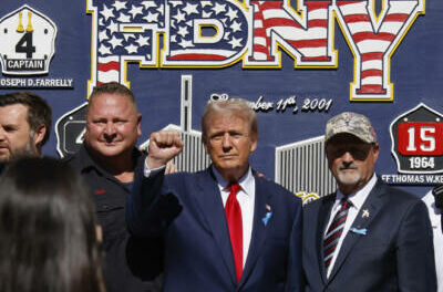 WATCH: Donald Trump Visits Firefighters in Lower Manhattan to Mark 9/11