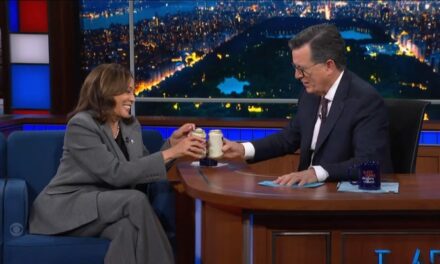 Stephen Colbert and Kamala Harris Have a Beer After Gushy Interview