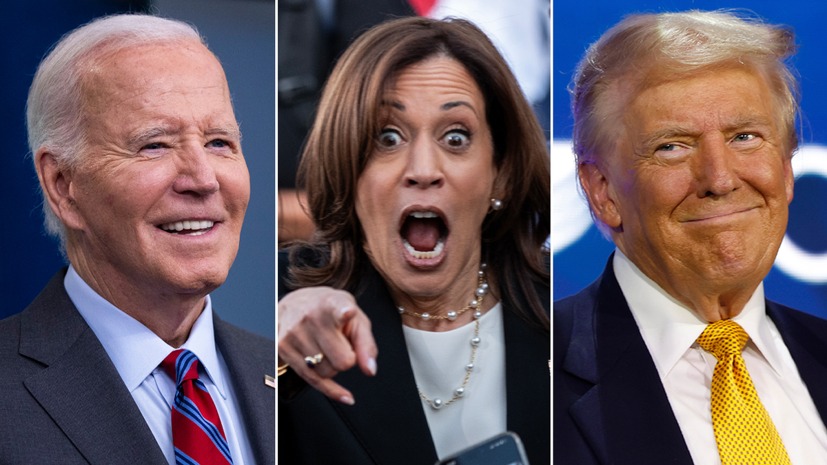 Photos arranged of Biden, Kamala, and Trump