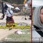 This lass was walking through the hurricane damage in her town and rescued an American flag among the rubble: “We’re going to get through this” 🇺🇸