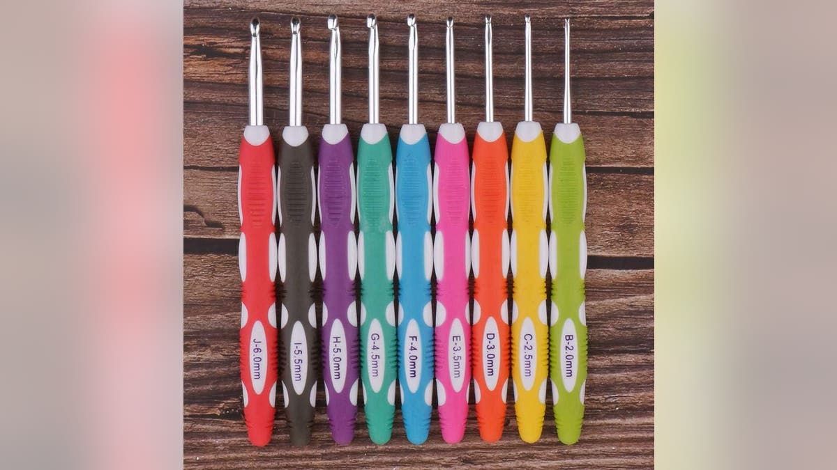 Crochet hooks with ergonomic handles are more comfortable to use. 