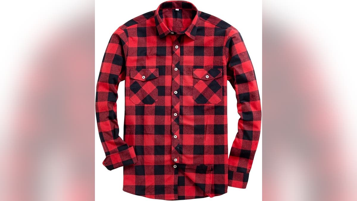 A plaid shirt helps make the lumberjack costume. 