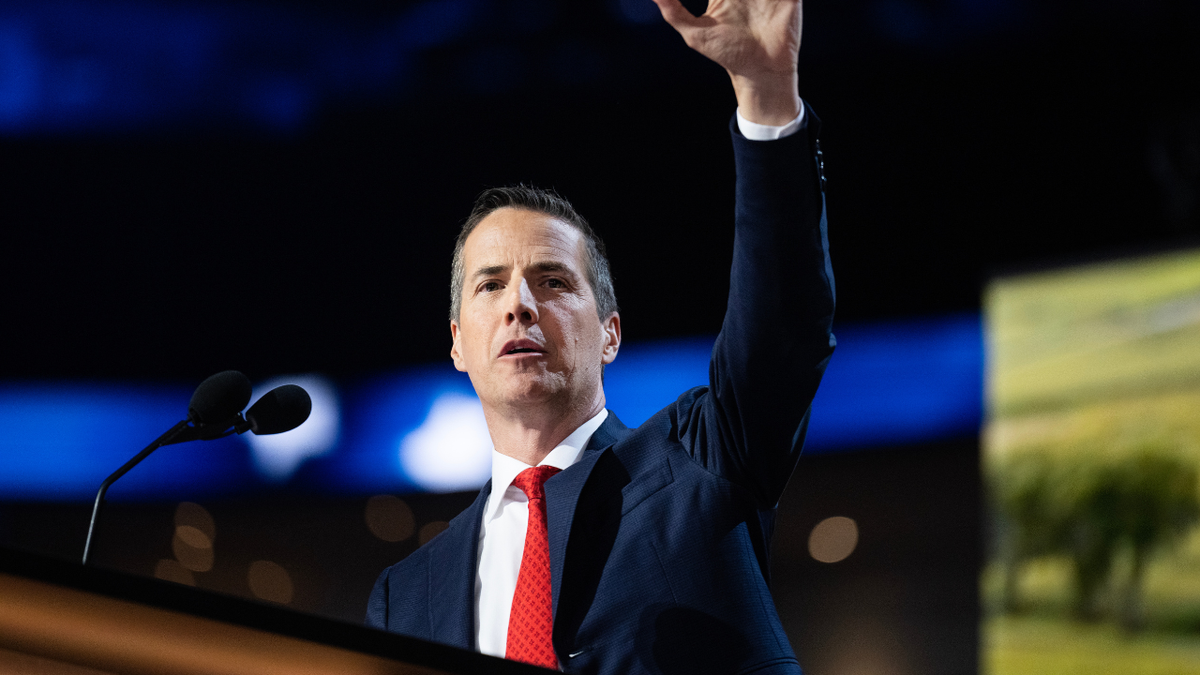 UNITED STATES - JULY 16: Bernie Moreno, Republican U.S. Senate candidate from Ohio, speaks in the Fiserv Forum on the second day of Republican National Convention in Milwaukee, Wis., on Tuesday, July 16, 2024. 