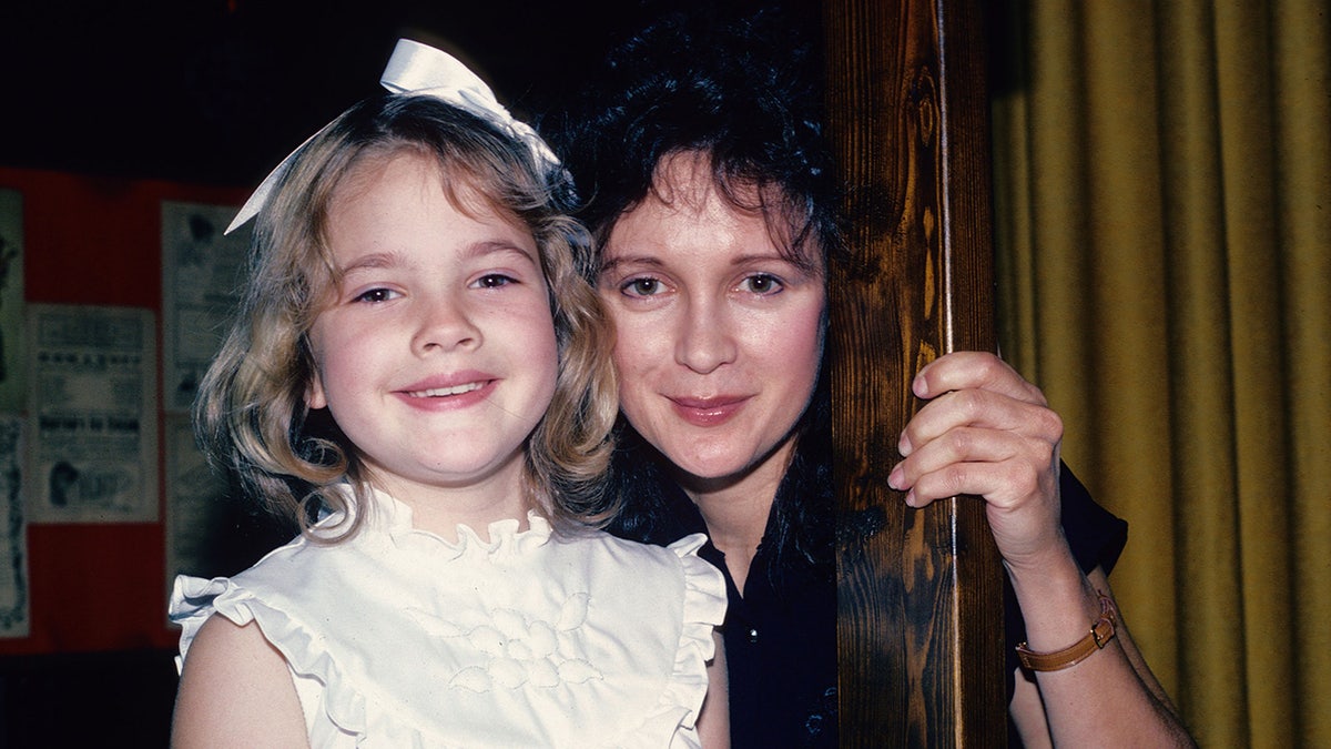 Drew Barrymore with her mother, Jaid, in 1982. At 14, the 