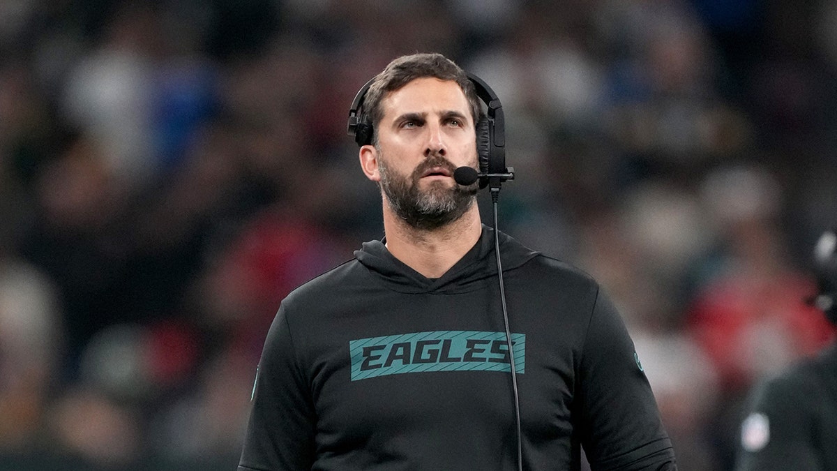 Sep 6, 2024; Sao Paulo, BRA; Philadelphia Eagles head coach Nick Sirianni during the first half against the Green Bay Packers at Neo Quimica Arena.