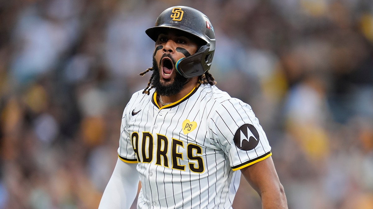 Fernando Tatis Jr celebrates