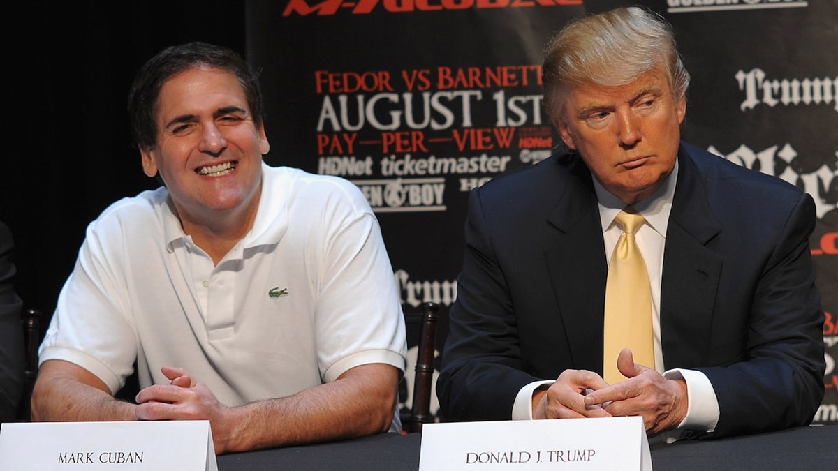 Mark Cuban and Donald Trump at a press conference