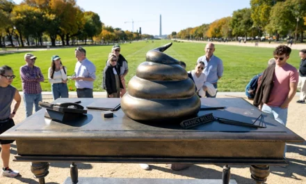 Bronze ‘Poop’ Sculpture Mocking Trump, Jan. 6 Protesters Is Erected Along D.C. National Mall