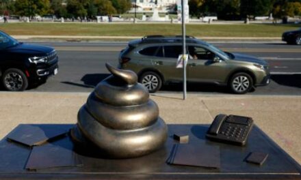 Park Service-approved anti-Trump statue w/ poop-topped Pelosi desk on Jan 6 appears on National Mall