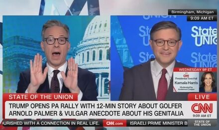 Jake Tapper Can’t Stop Pressing Mike Johnson About Arnold Palmer’s Junk