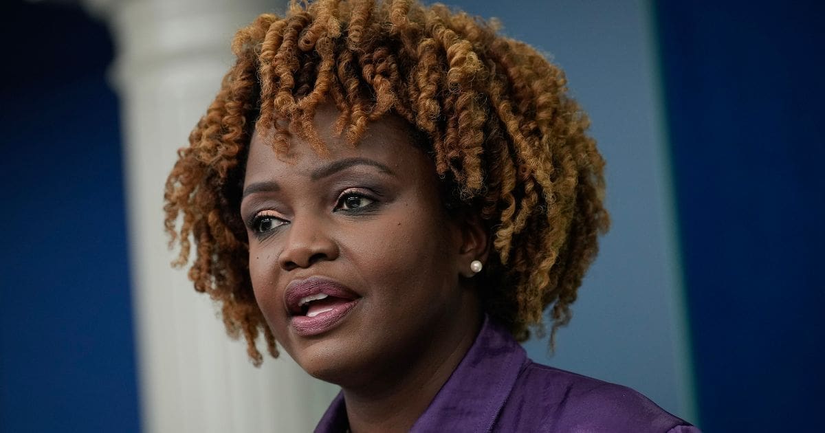 White House press secretary Karine Jean-Pierre speaks during the daily press briefing at the White House in Washington, D.C., on Thursday. During the daily briefing on Wednesday, Jean-Pierre exchanged words with New York Post reporter Steven Nelson.