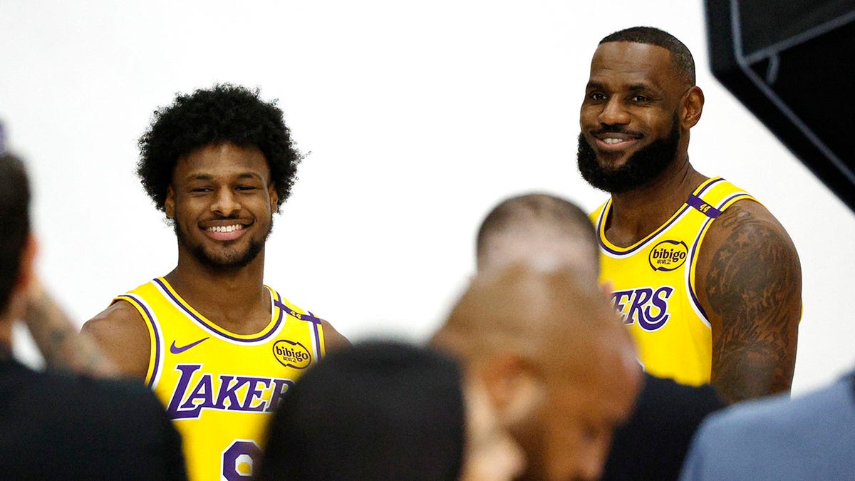 LeBron James and Bronny James attend media day