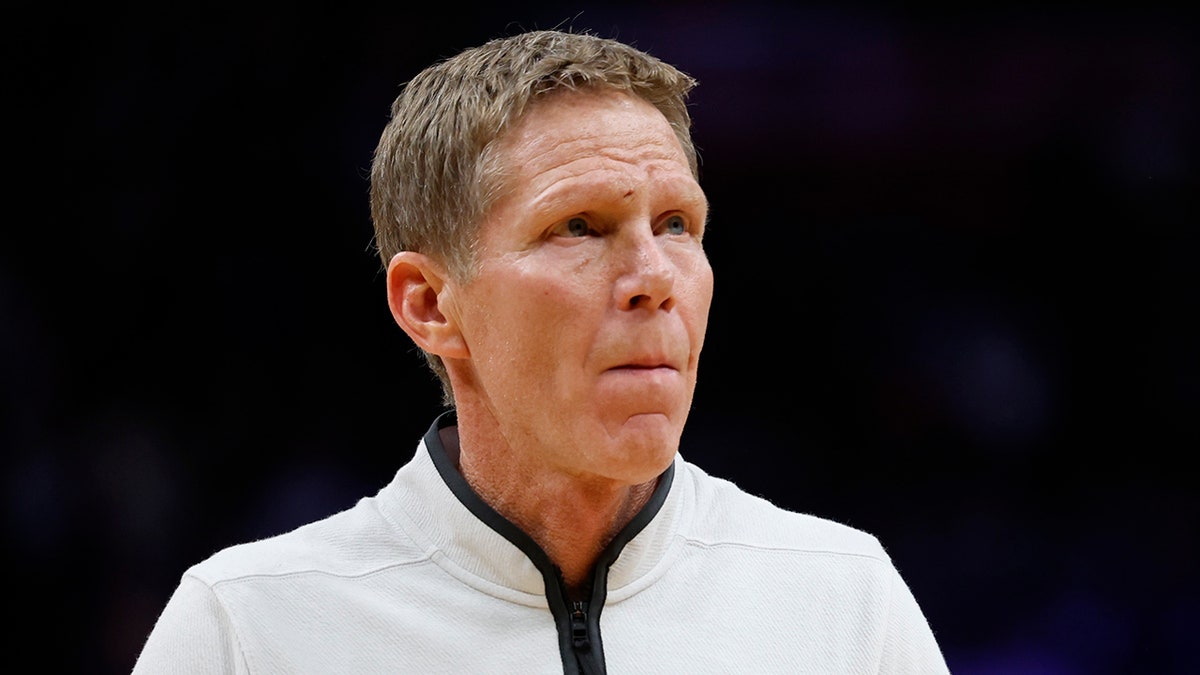 Mark Few looks