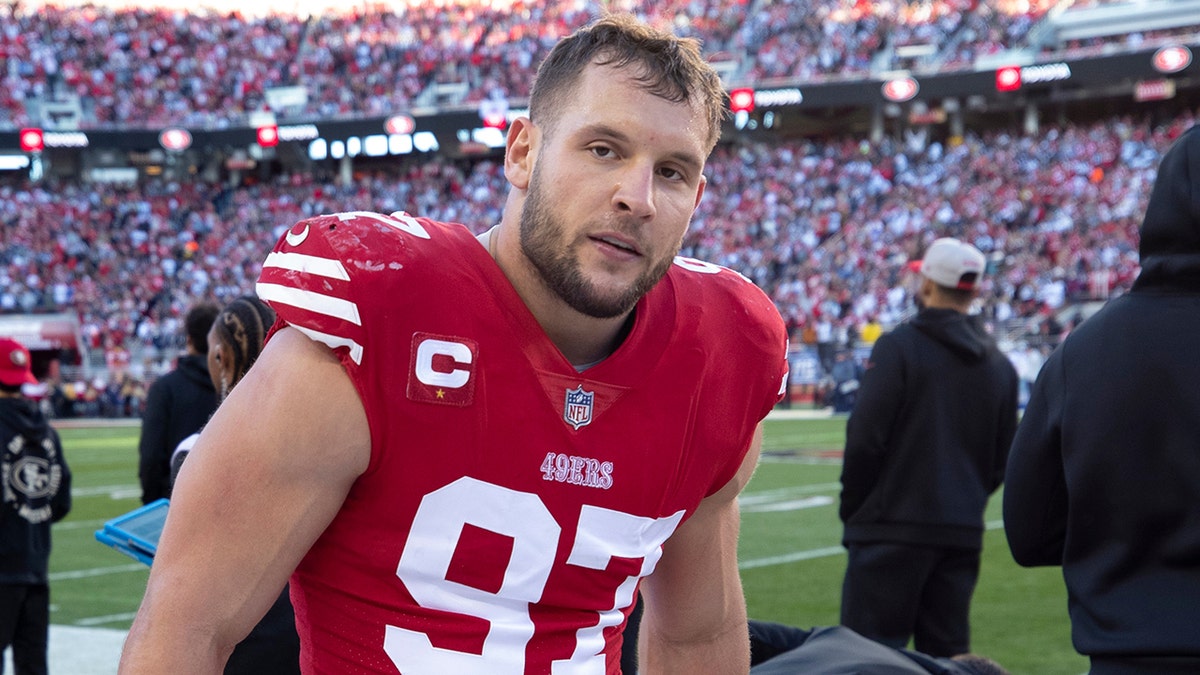 Nick Bosa on the sideline