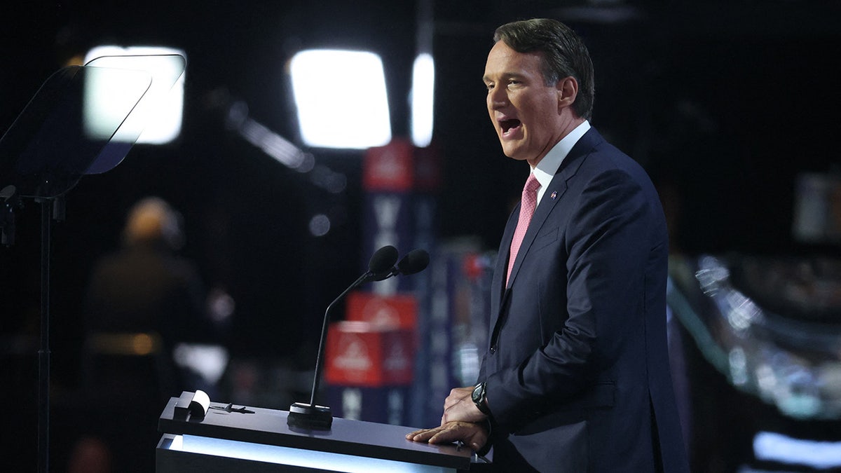 Glenn Youngkin speaks during Day 1 of the Republican National Convention