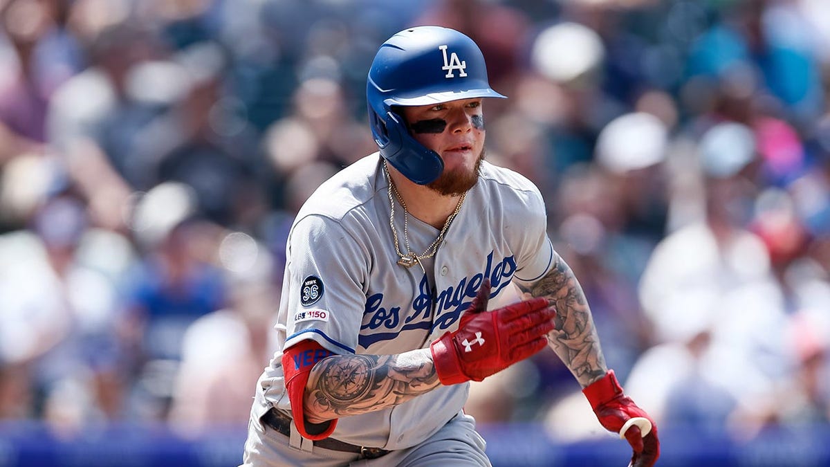 Alex Verdugo runs during a MLB game