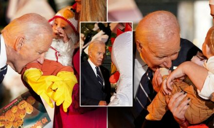 Biden bites babies visiting for White House Halloween trick-or-treat celebration