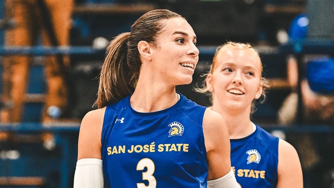 Utah State women's volleyball announced that it will forfeit its October 23 match against San Jose State, which has transgender player Blaire Fleming (pictured, foreground). 