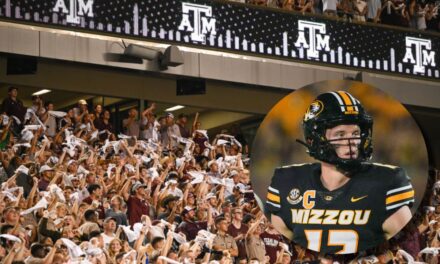 Missouri Quarterback Brady Cook Hands Texas A&M Football Fans Premium Bulletin Board Material