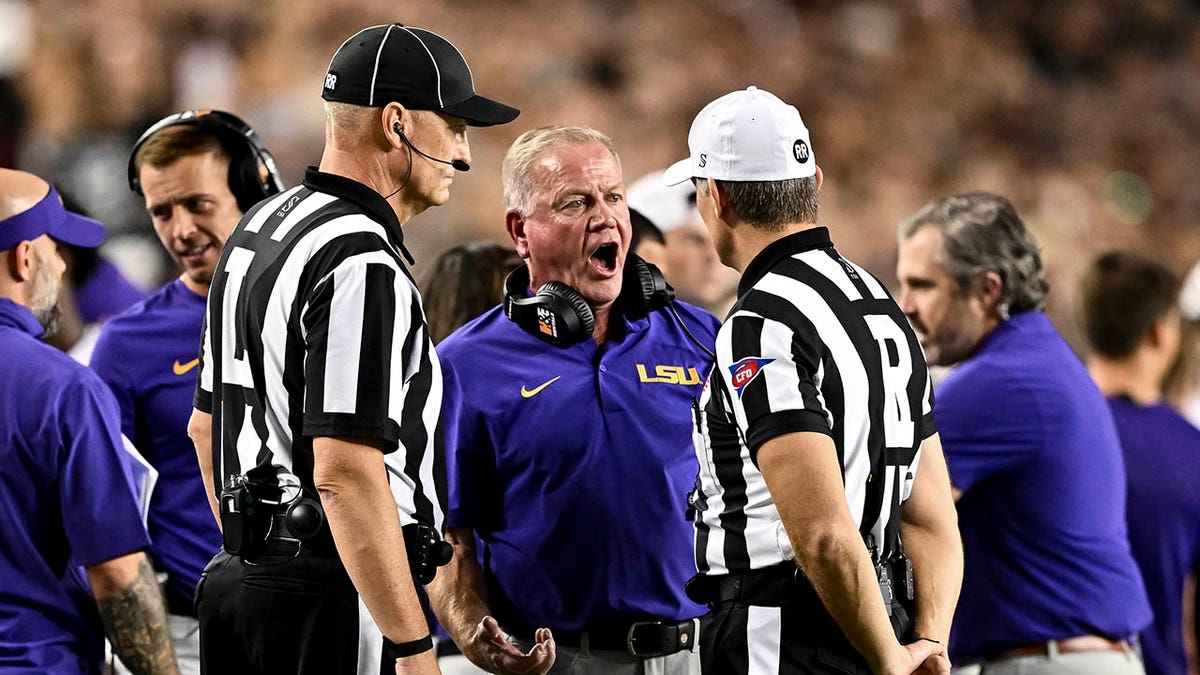 Brian Kelly argues with referees