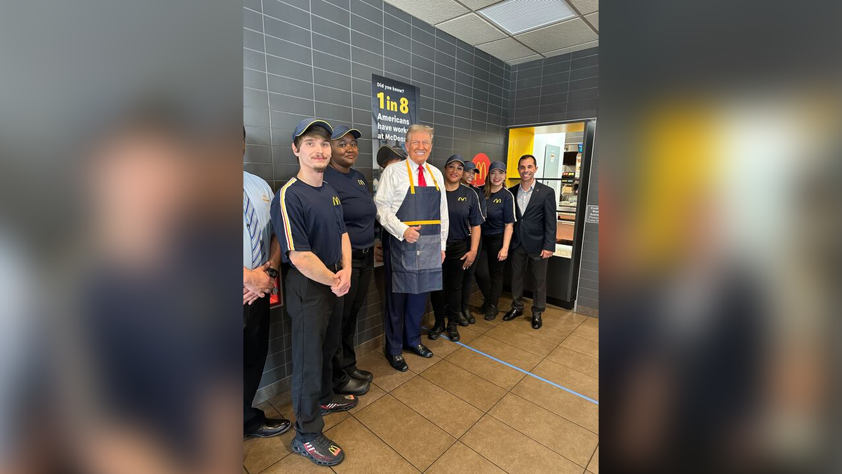 Donald Trump with McDonald's staff