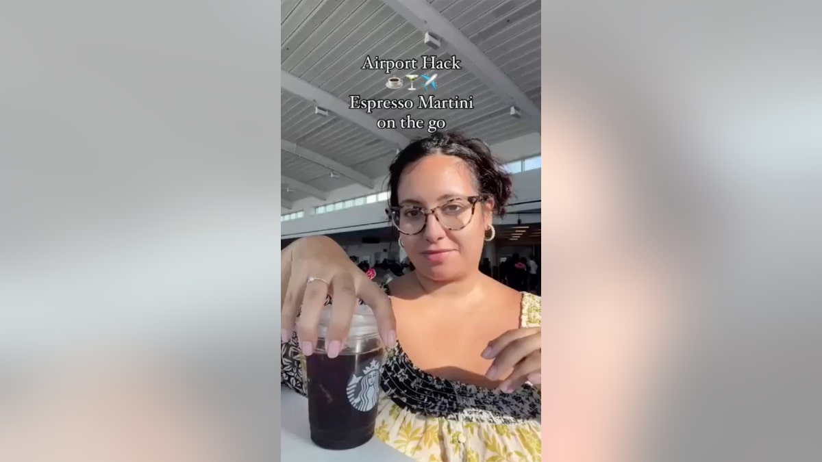 Texas woman makes espresso martini at airport