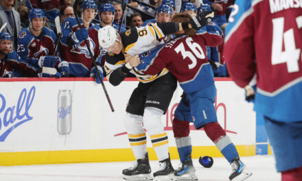 Colorado’s Matt Stienburg Drops The Mitts In His First NHL Game With Dad Capturing It All On Video