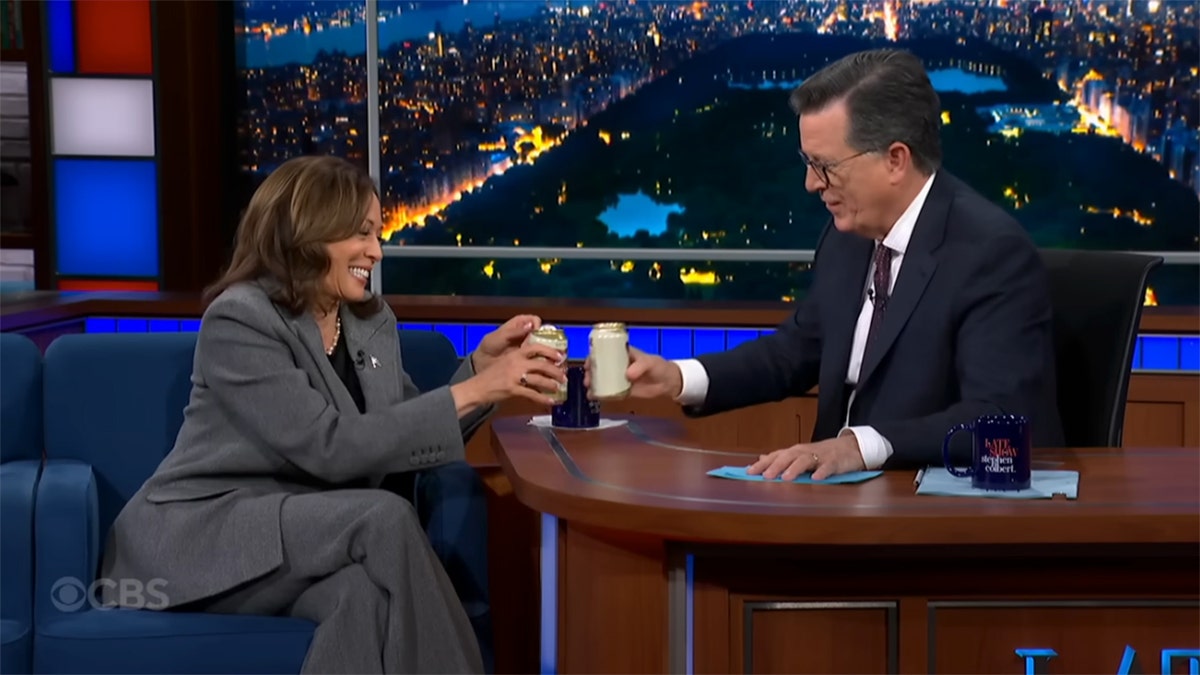 Kamala Harris with Stephen Colbert