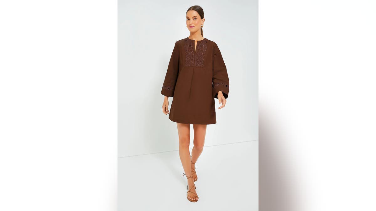 This embroidered dress from Tuckernuck comes in a lovely shade of brown.