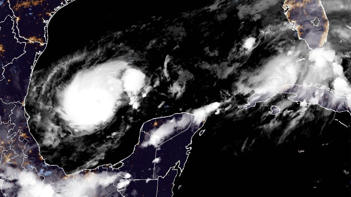 This satellite image from the National Oceanic and Atmospheric Administration taken at 11:36 p.m. on Sunday, Oct. 6, 2024, shows Hurricane Milton.