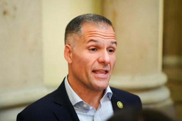 Rep. Marcus Molinaro (R-N.Y.) speaks to reporters in Washington on Oct. 4, 2023. (Madalina Vasiliu/The Epoch Times)