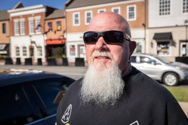 Bo Bollinger leaves a voting center in Kannapolis, N.C., on Oct. 17, 2024. (John Fredricks/The Epoch Times)