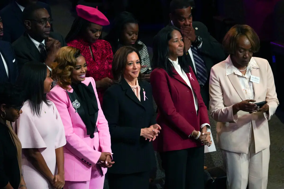 Vice President and Democratic presidential nominee Kamala Harris during a church service at New Birth Missionary Baptist Church in Stonecrest, Ga., on Oct. 20, 2024. (Megan Varner/Getty Images)