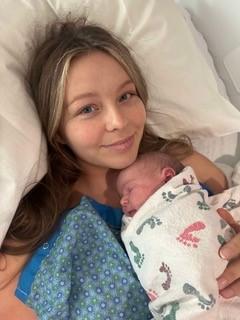 Mackenna Greene holds her newborn baby girl in Colorado in August 2024. (Courtesy of Alliance Defending Freedom)