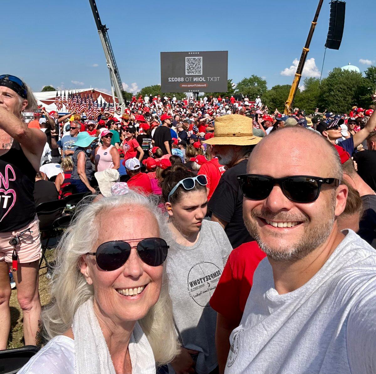 Pennsylvania residents Donna and Brad Jones were attending their first rally for former President Donald Trump on July 13, 2024, at the Butler Farm Show in Butler Township, Pennsylvania, prior to an assassination attempt that wounded the former president. (Courtesy of Brad Jones)