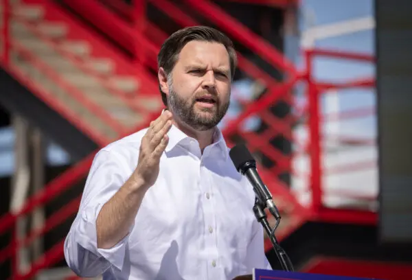 JD Vance speaks in Tuscon, Ariz., on Oct. 9, 2024. (John Fredricks/The Epoch Times)