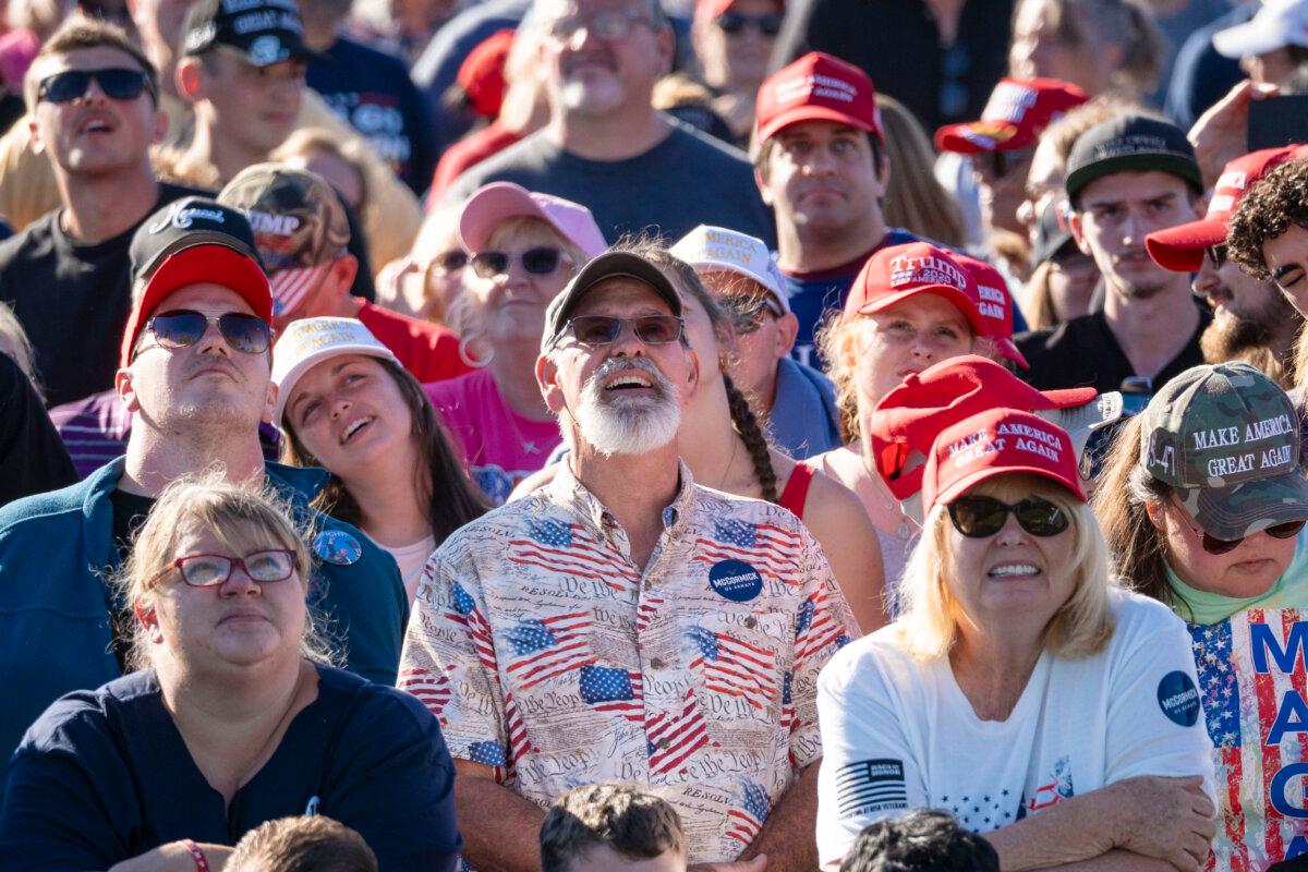 People attend a rally with former President Donald J. Trump at Butler Farm Show in Butler, Pa., on Oct. 5, 2024. (Samira Bouaou/The Epoch Times)