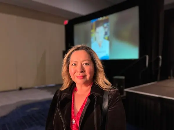 Evelyn Nunez-Jones at a watch party in Palm Desert, Calif., on March 5, 2024. (Brad Jones/The Epoch Times)