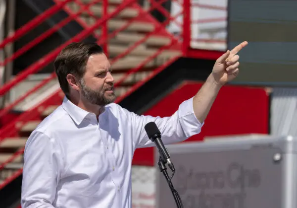 Sen. JD Vance (R-Ohio) speaks in Tucson, Arizona, on Oct. 9, 2024. (John Fredricks/The Epoch Times)