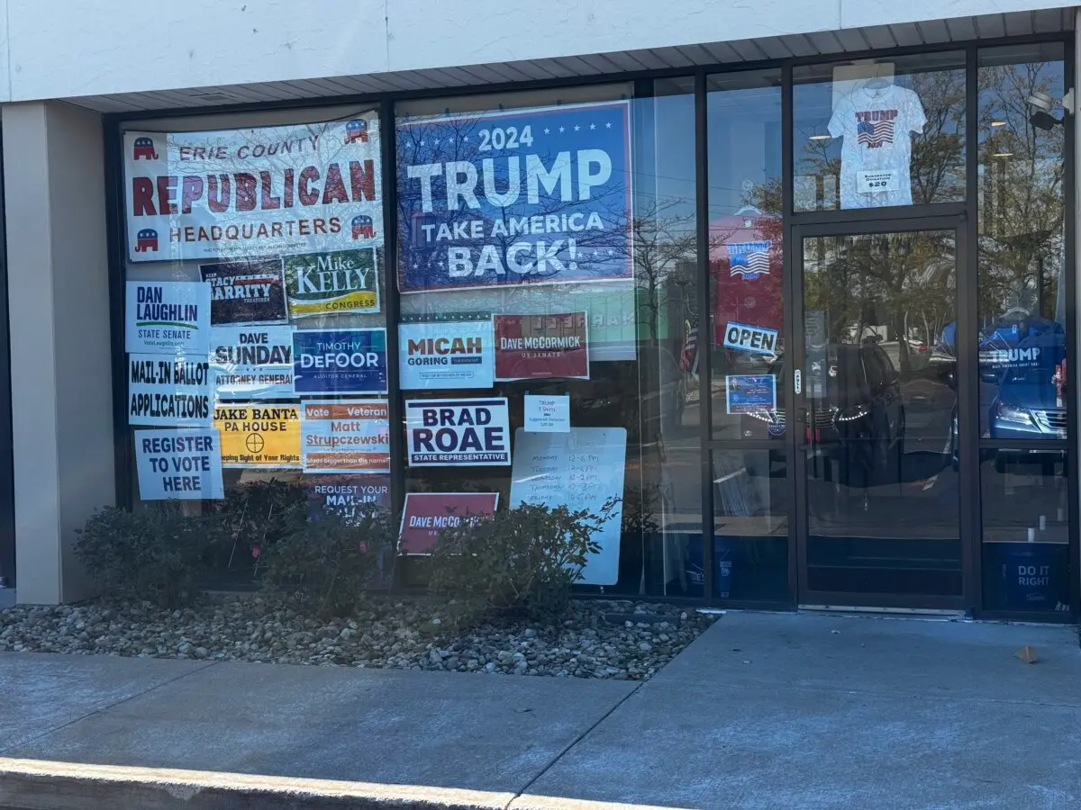 Republicans’ base of operations in Erie County, Pa., on Oct. 1. (Joseph Lord/The Epoch Times)