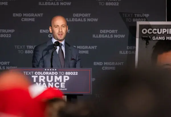 Donald Trump Advisor Stephen Miller speaks in Aurora, CO., on Oct. 11. (John Fredricks/The Epoch Times)