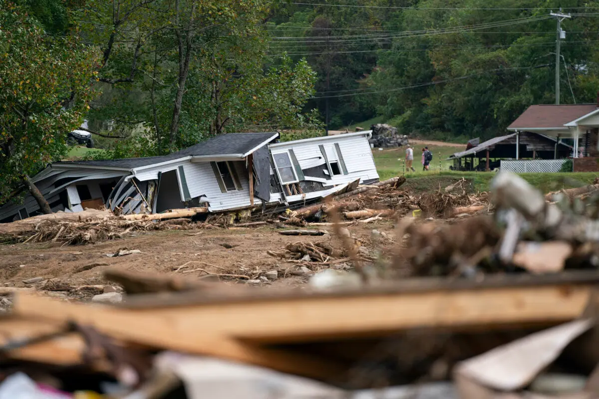 A destroyed home in the aftermath of Hurricane Helene near Black Mountain, N.C., on Sept. 30, 2024. (Sean Rayford/Getty Images)