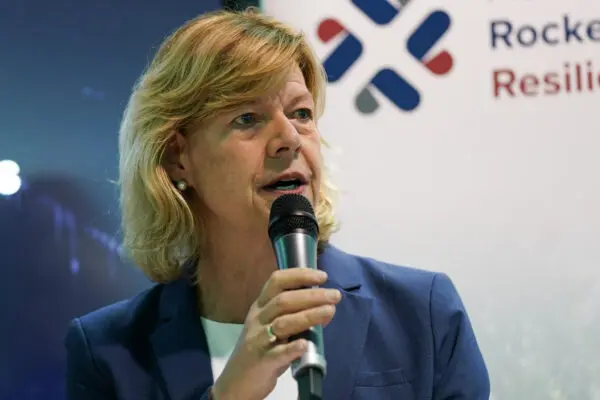 Sen. Tammy Baldwin (D-Wis.) at a conference in Scotland on Nov. 6, 2021. (Ian Forsyth/Getty Images)