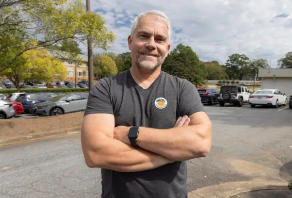 Geert Loeffen voted early in Smyrna, Ga., on Oct. 15, 2024. He declined to say for whom he voted. (John Fredricks/The Epoch Times)